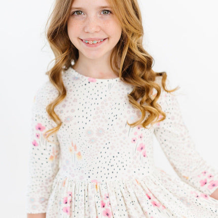 SALE Whimsical Wildflowers 3/4 Sleeve Pocket Twirl Dress
