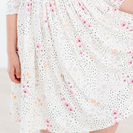 SALE Whimsical Wildflowers 3/4 Sleeve Pocket Twirl Dress
