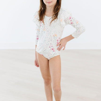 Whimsical Wildflowers L/S Flutter Sleeve Leotard