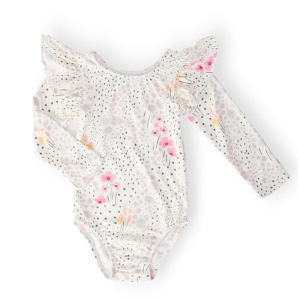 Whimsical Wildflowers L/S Flutter Sleeve Leotard