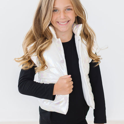 White Checker Puffer Vest