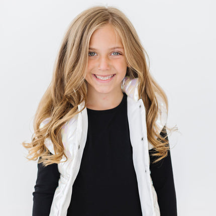 White Checker Puffer Vest