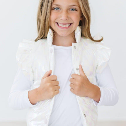 White Checker Puffer Vest