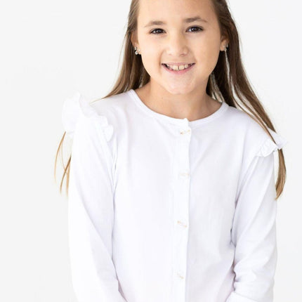 White Ruffle Cardigan