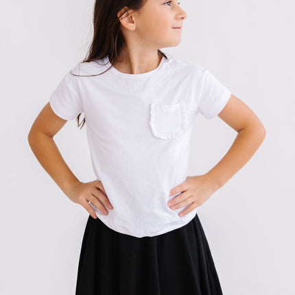 White Ruffle Pocket Tee