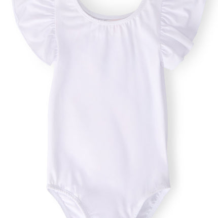 White S/S Flutter Sleeve Leotard