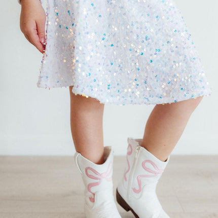 White Velvet Sequin Twirl Skort
