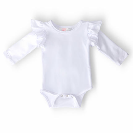 White L/S Flutter Bodysuit