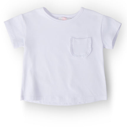 White Ruffle Pocket Tee