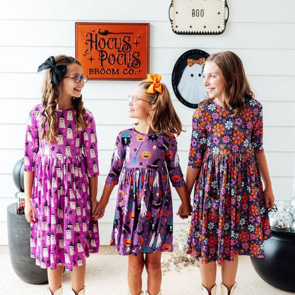 Haunted Garden 3/4 Sleeve Pocket Twirl Dress