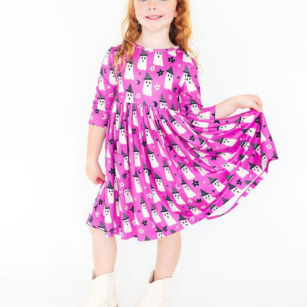 Witches Boo 3/4 Sleeve Pocket Twirl Dress
