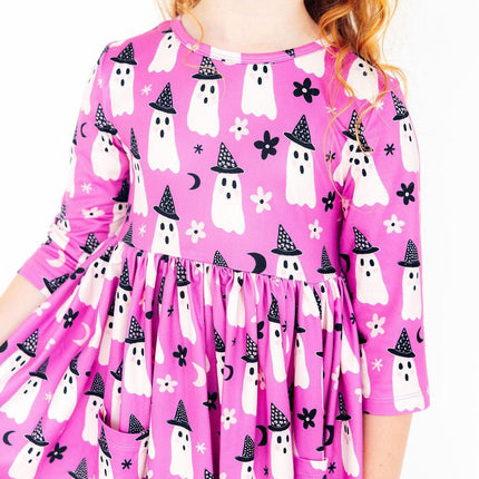 Witches Boo 3/4 Sleeve Pocket Twirl Dress