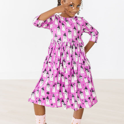 Witches Boo 3/4 Sleeve Pocket Twirl Dress
