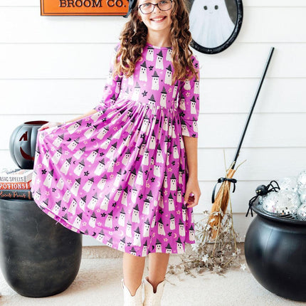 Witches Boo 3/4 Sleeve Pocket Twirl Dress