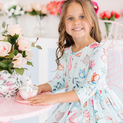 SALE Wonderland 3/4 Sleeve Pocket Twirl Dress