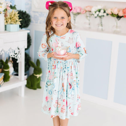 SALE Wonderland 3/4 Sleeve Pocket Twirl Dress