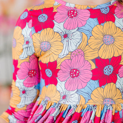 SALE Wonderland Floral 3/4 Sleeve Pocket Twirl Dress