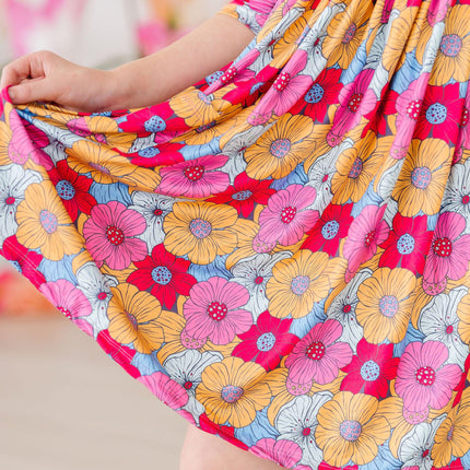SALE Wonderland Floral 3/4 Sleeve Pocket Twirl Dress