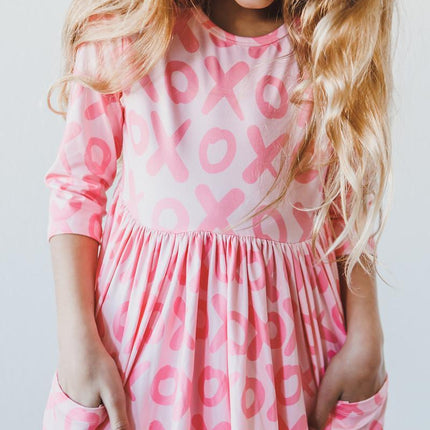 XOXO 3/4 Sleeve Pocket Twirl Dress