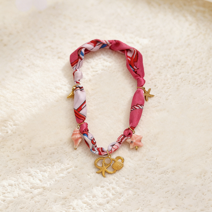Ocean Life Ribbon Necklace with Flower Charm