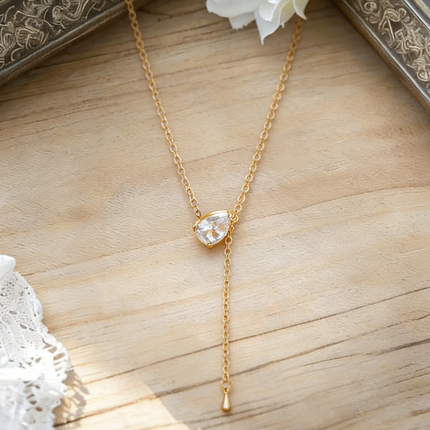 Micro-Set Teardrop Zircon Tassel Necklace