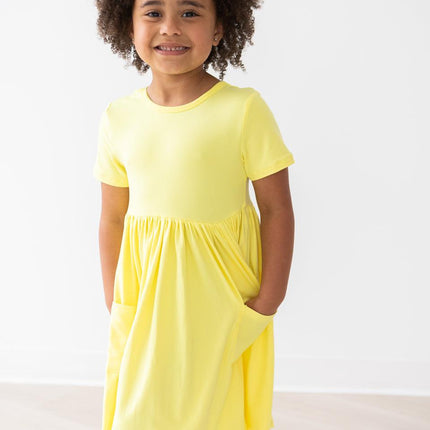Yellow S/S Pocket Twirl Dress