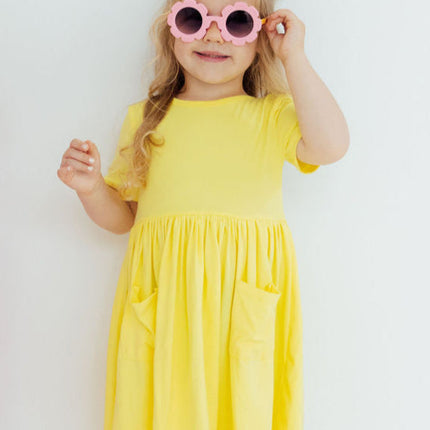 Yellow S/S Pocket Twirl Dress
