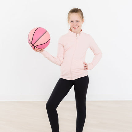 SALE Zen Pink Full-Zip Ruffle Active Jacket
