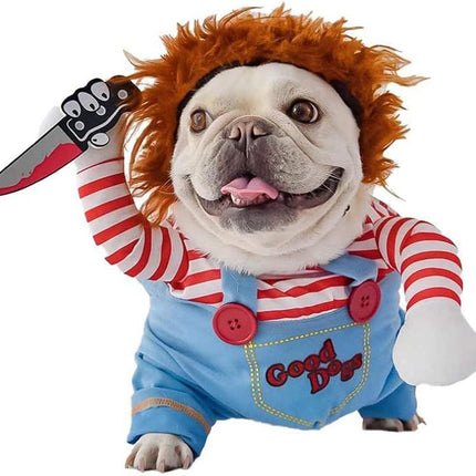 Striped Harness Pants For Dogs And Cats Fun Harness With Knife For Halloween 3-piece Set