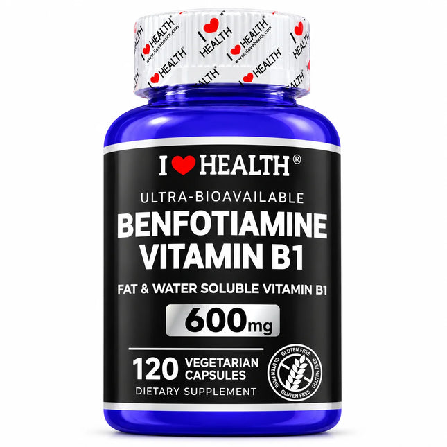 Benfotiamine 600mg Plus 20mg Vitamin B1 | 120 Veggie Capsules | Made in USA | 3rd Party Tested | Fat Soluble Vitamin B1 Thiamine Supplement | Non-GMO | Gluten Free