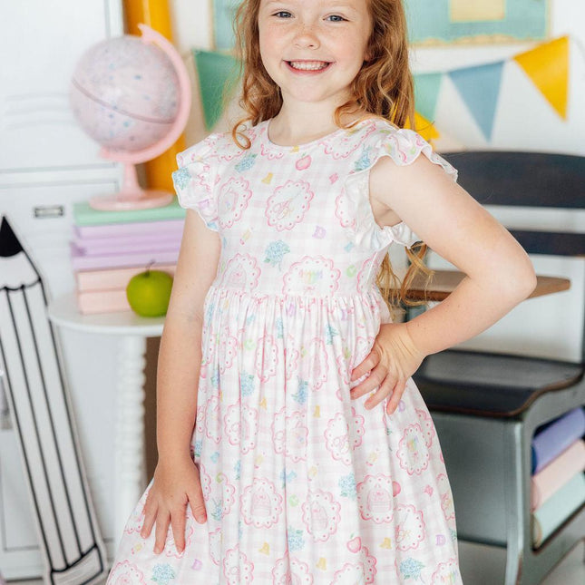 Apple of My Eye Flutter Sleeve Twirl Dress - Dashing Nova