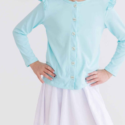 Aqua Ruffle Cardigan