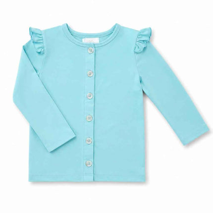 Aqua Ruffle Cardigan