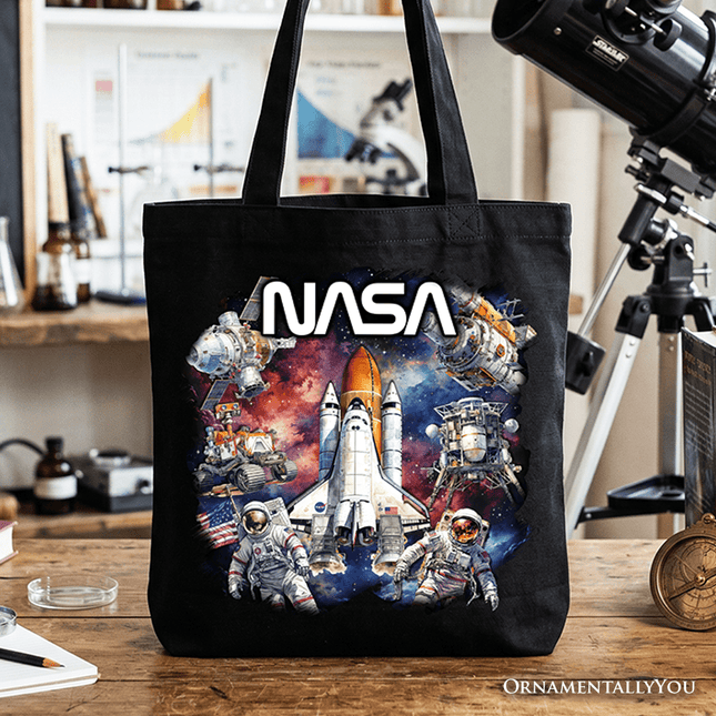 Artistic NASA Handcrafted Tote Bag, Astronaut in Outer Space with the Planets Gift Shopper