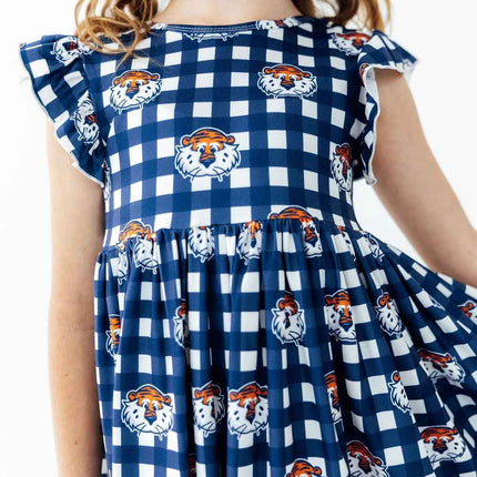 Auburn Plaid Aubie Flutter Twirl Dress