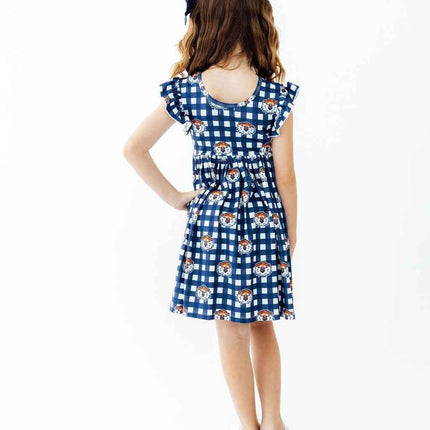 Auburn Plaid Aubie Flutter Twirl Dress