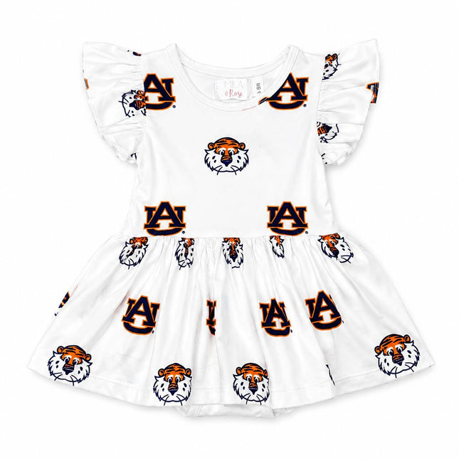 Auburn White Aubie S/S Flutter Twirl Bodysuit - Dashing Nova