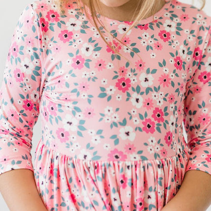 Azalea 3/4 Sleeve Pocket Twirl Dress - Dashing Nova