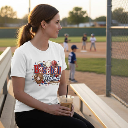 Baseball Mama T-Shirt Cotton Graphic Tee Travel Team Mother's Day Gift