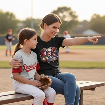 Baseball Mama T-Shirt Cotton Graphic Tee Travel Team Mother's Day Gift