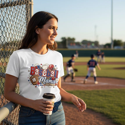 Baseball Mama T-Shirt Cotton Graphic Tee Travel Team Mother's Day Gift