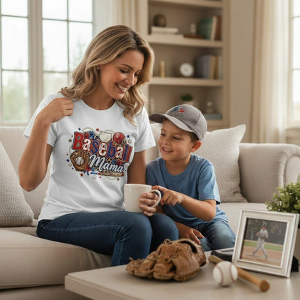 Baseball Mama T-Shirt Cotton Graphic Tee Travel Team Mother's Day Gift