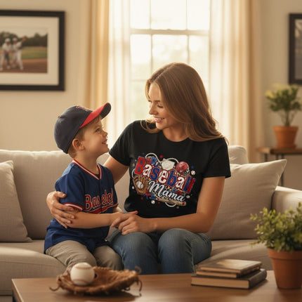 Baseball Mama T-Shirt Cotton Graphic Tee Travel Team Mother's Day Gift