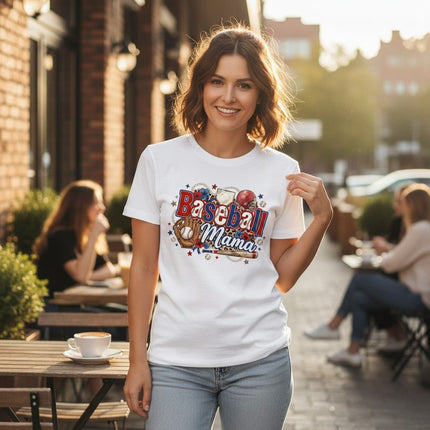 Baseball Mama T-Shirt Cotton Graphic Tee Travel Team Mother's Day Gift