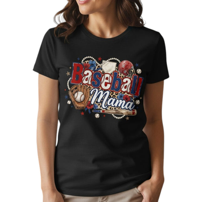 Baseball Mama T-Shirt Cotton Graphic Tee Travel Team Mother's Day Gift