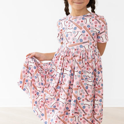 Batter Up S/S Pocket Twirl Dress - Dashing Nova