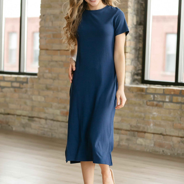Baylor Navy Ribbed T-shirt Dress