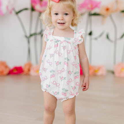 Berries & Bows Ruffle Cross Back Romper - Dashing Nova