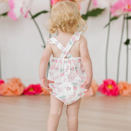 Berries & Bows Ruffle Cross Back Romper - Dashing Nova