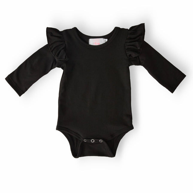Black L/S Flutter Bodysuit - Dashing Nova